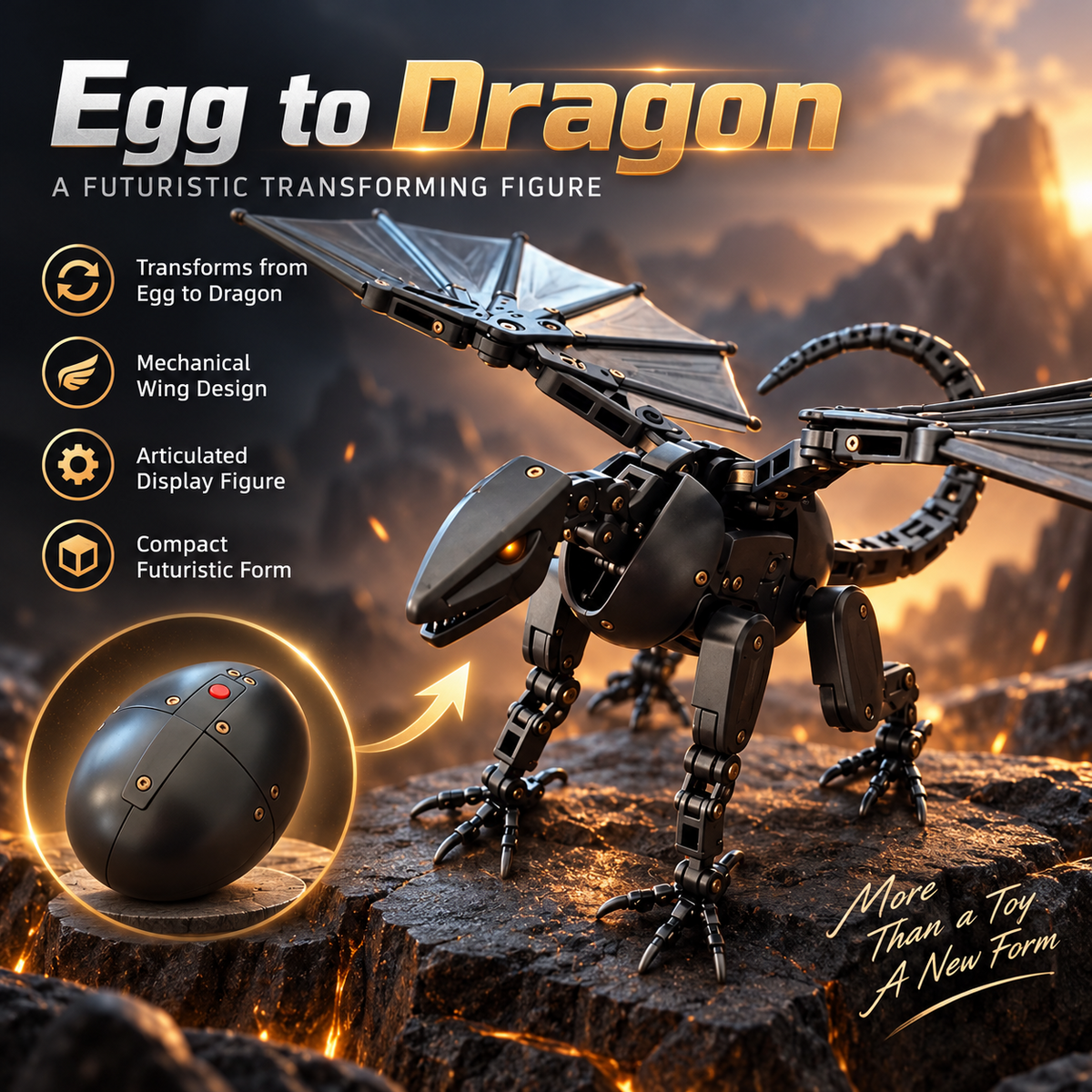 Toaimer® DragonMorph – Egg to Dragon Transforming Mechanical Toy🐉