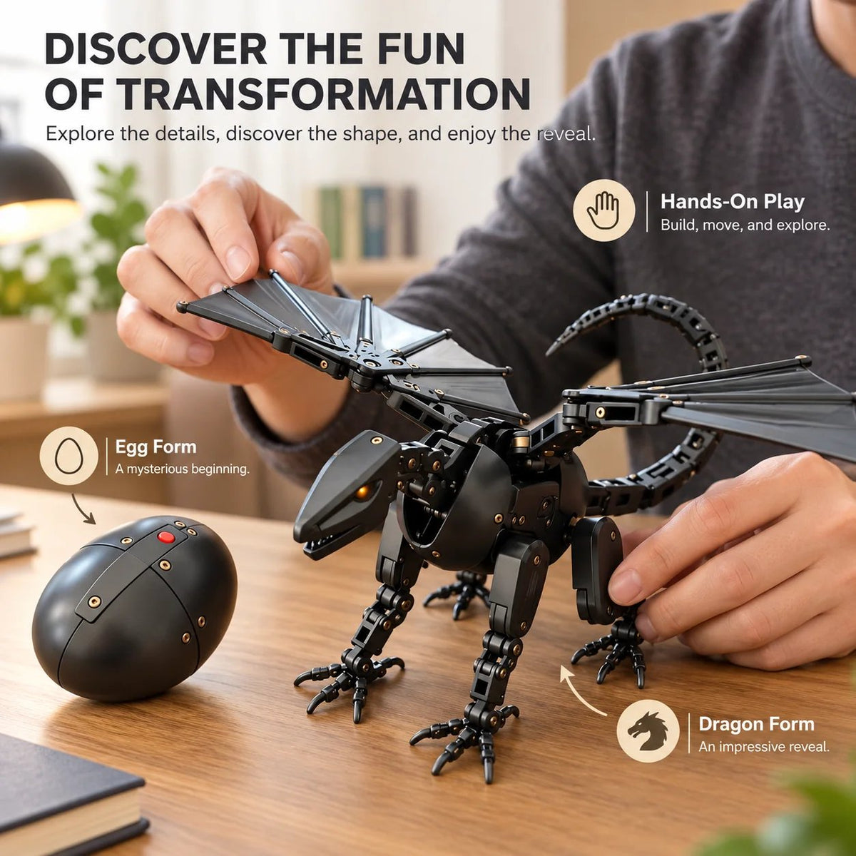 Toaimer® DragonMorph – Egg to Dragon Transforming Mechanical Toy🐉