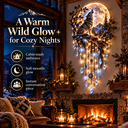 Toaimer® Wolf Howling Moon Starfall Wall Light