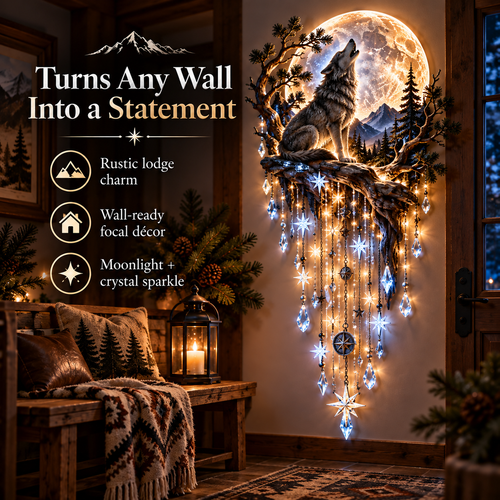 Toaimer® Wolf Howling Moon Starfall Wall Light