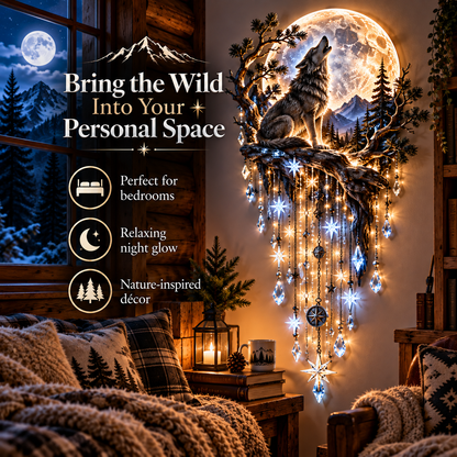 Toaimer® Wolf Howling Moon Starfall Wall Light
