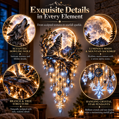 Toaimer® Wolf Howling Moon Starfall Wall Light