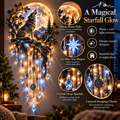Toaimer® Wolf Howling Moon Starfall Wall Light