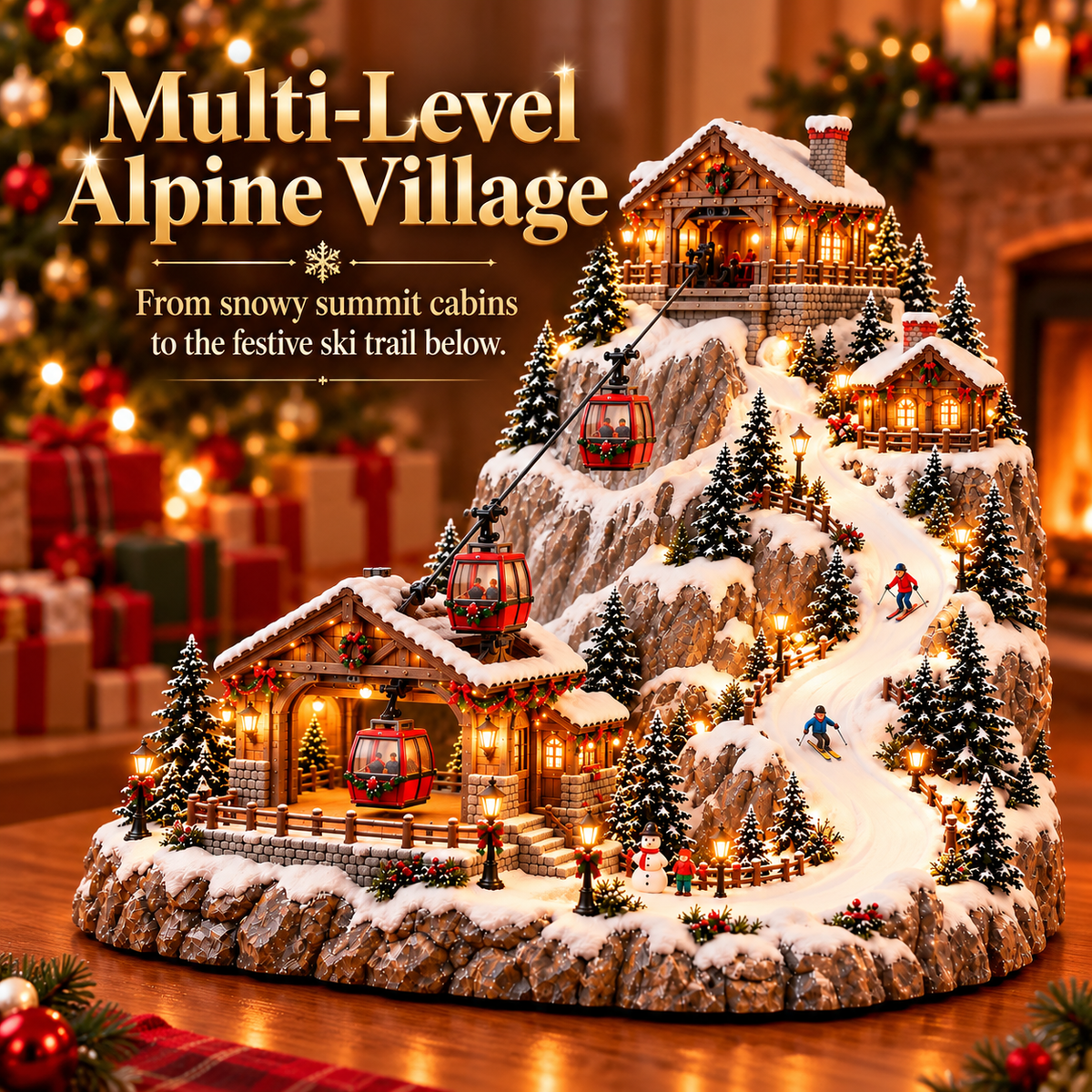 Toaimer® Animated Christmas Mountain Cable Car