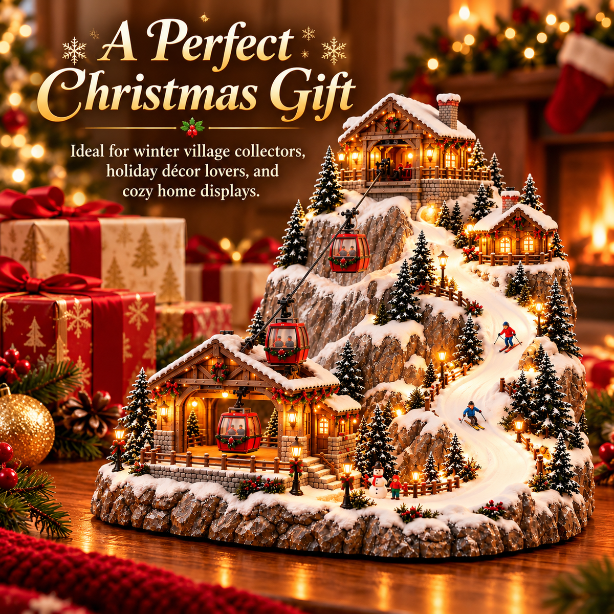 Toaimer® Animated Christmas Mountain Cable Car