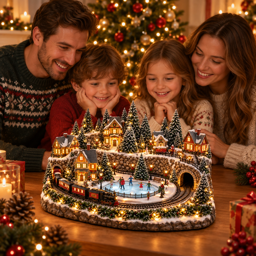 🛤️ Toaimer® Animated Holiday Train & Ice Rink Scene