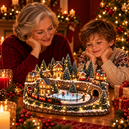 🛤️ Toaimer® Animated Holiday Train & Ice Rink Scene