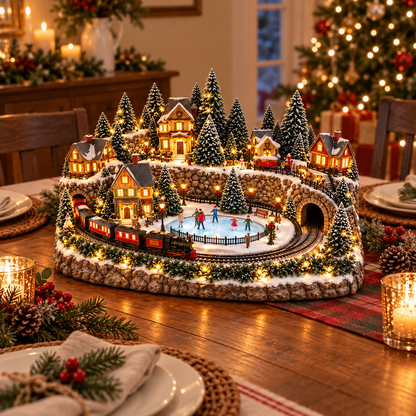 🛤️ Toaimer® Animated Holiday Train & Ice Rink Scene