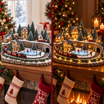 🛤️ Toaimer® Animated Holiday Train & Ice Rink Scene